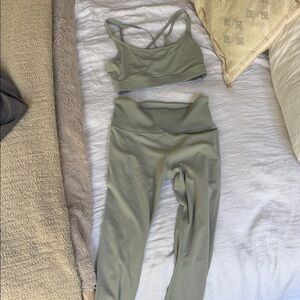 Olive Green Activewear Set - Sports Bra & High Waist Leggings